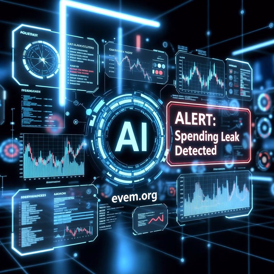 Futuristic AI interface forensically examining financial data.